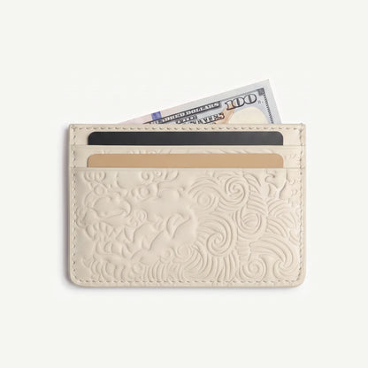 Bone shishi embossed card holder, with cards inside
