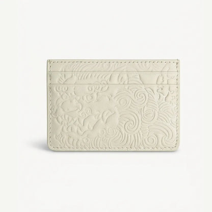 Bone shishi embossed card holder, front