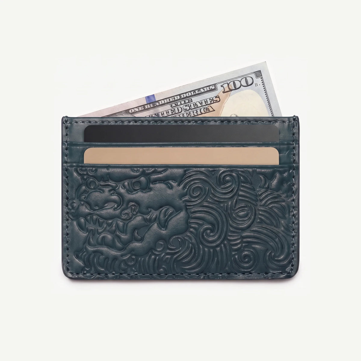 Deep Teal shishi embossed card holder, with cards inside