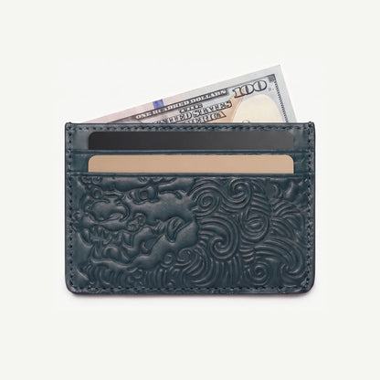 Deep Teal shishi embossed card holder, with cards inside