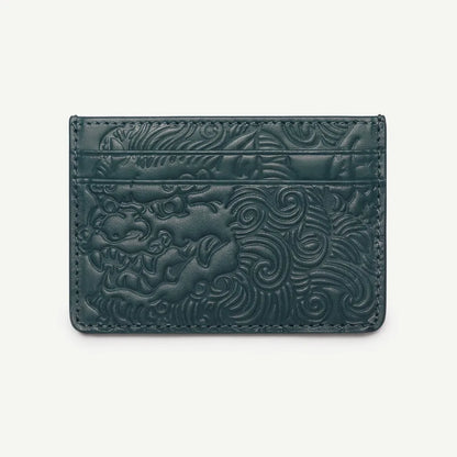 Deep Teal shishi embossed card holder, front