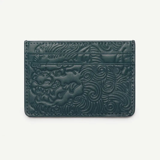Deep Teal shishi embossed card holder, front