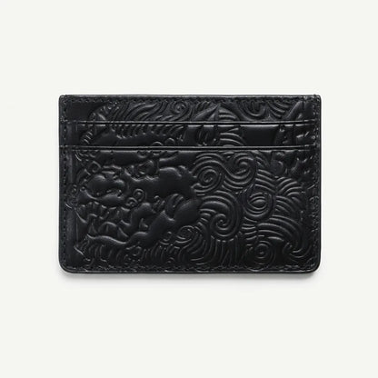 Ink Black shishi embossed card holder, front