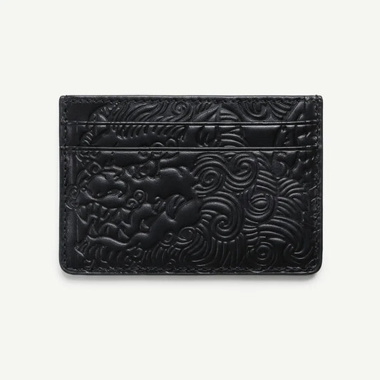 Ink Black shishi embossed card holder, front