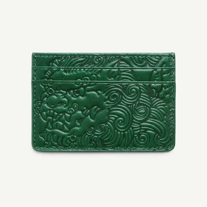 Jade Green shishi embossed card holder, front