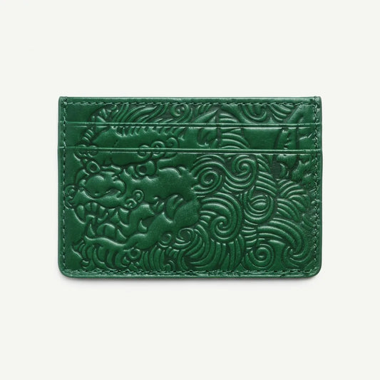 Jade Green shishi embossed card holder, front