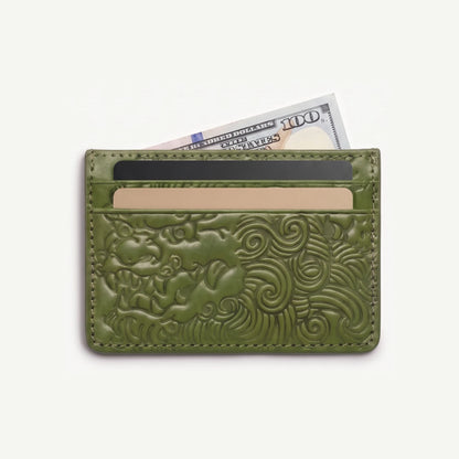 Matcha shishi embossed card holder, with cards inside
