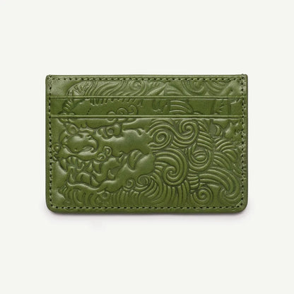 Matcha shishi embossed card holder, front