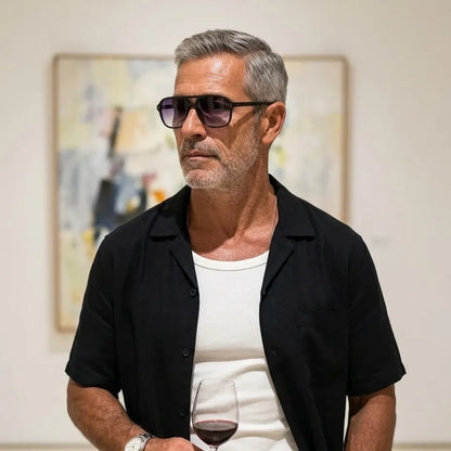 Man wearing Mesa Aviator sunglasses in Dusk