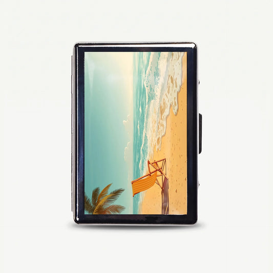 Deck Chair Days tin card case, front