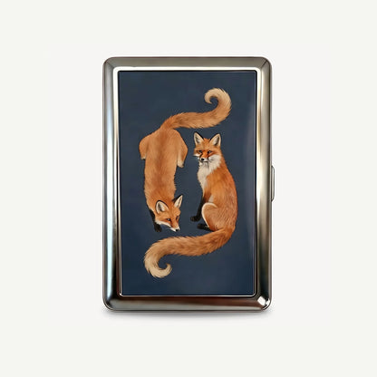 Fox Duet tin card case, front