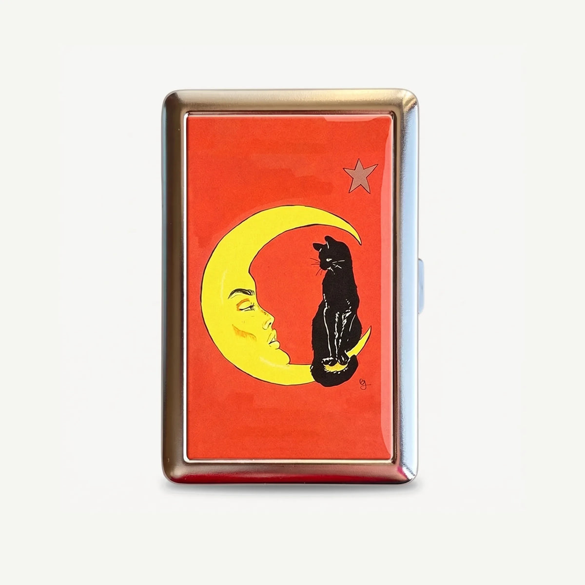 Red Sky Perch tin card case, front