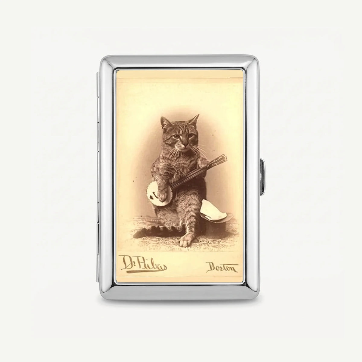 Sepia Strummer tin card case, front