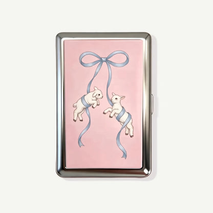 Spring Fleece tin card case, front