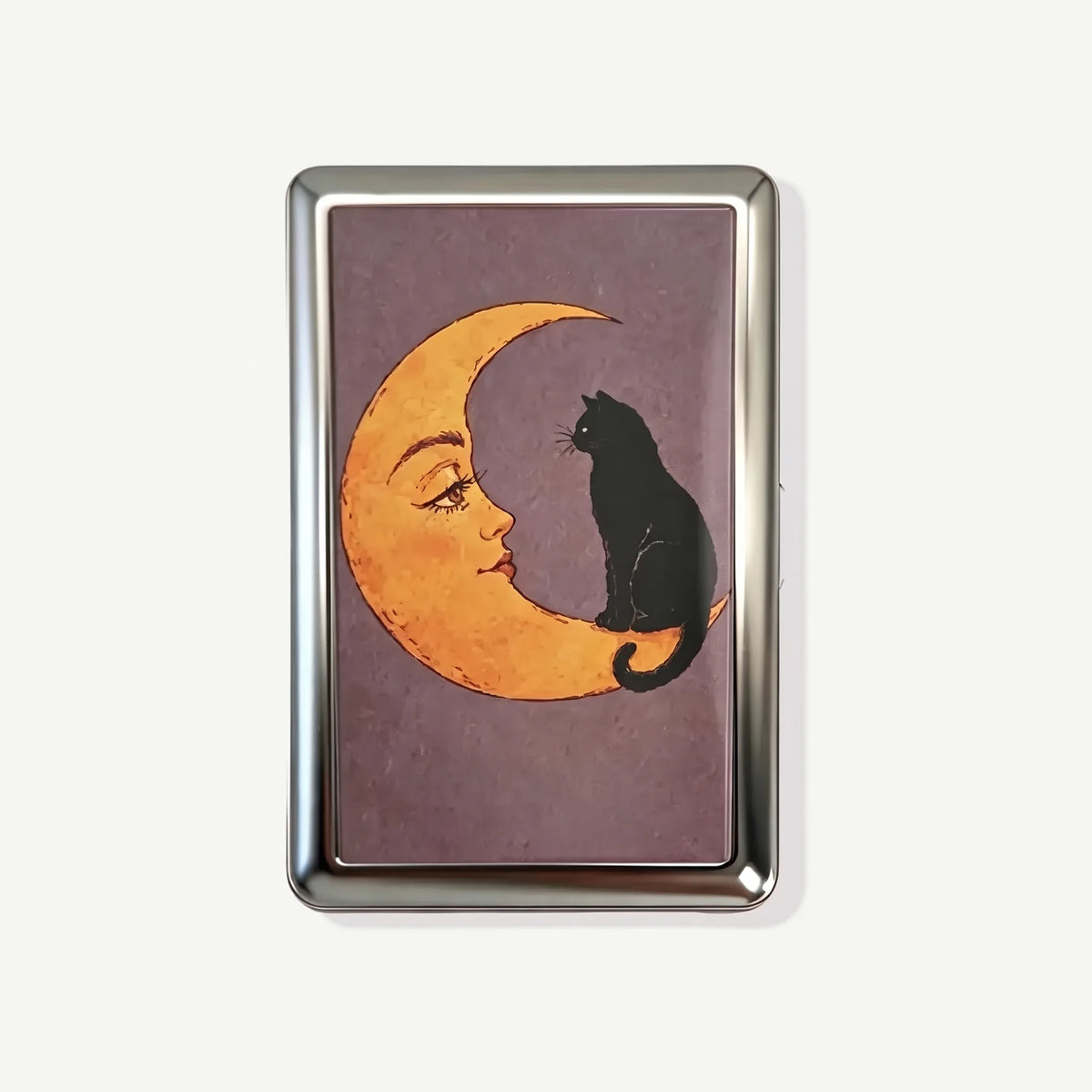 Tangerine Moon tin card case, front