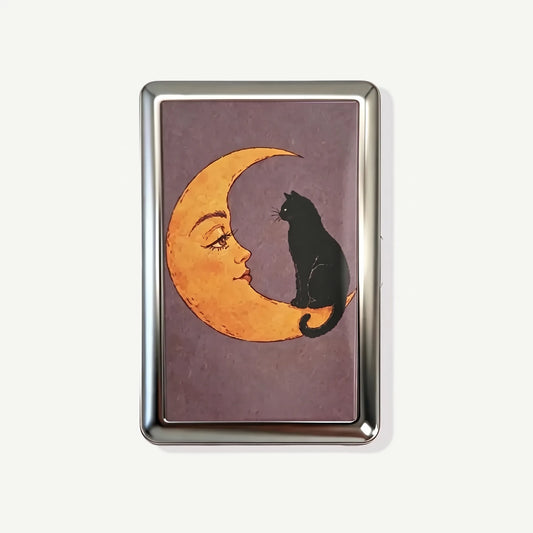 Tangerine Moon tin card case, front