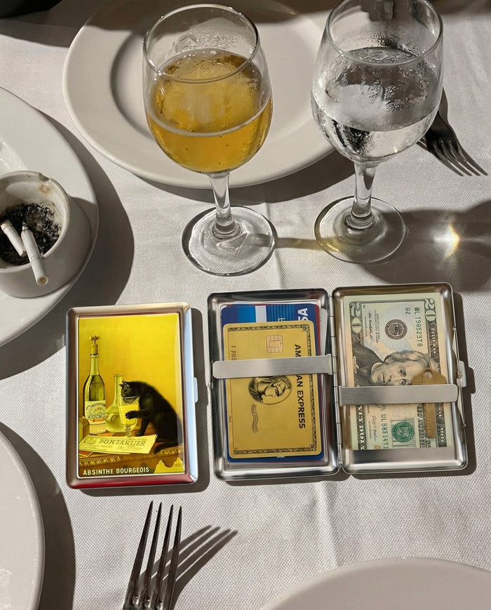 Tin card case in the wild — Bistro Familiar